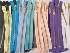 3 - 8" Trouser Jeans Metal Zip Closed End Brass Teeth Zipper Bag Sewing Repair