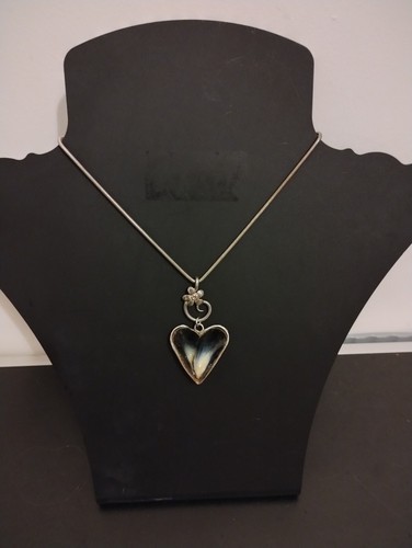 Vintage silver heart - silver, mussel