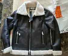 new mens REPLAY faux Shearling jacket aviator flying coat size L RRP £295 