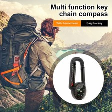 Compass Thermometer Carabiner 3 in 1 Outdoor Hiking Tactical Survival Key Ring