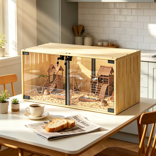 Chewproof glass hamster cage - glass,