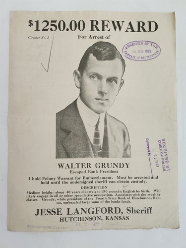 1923 antique criminal wanted - criminal,