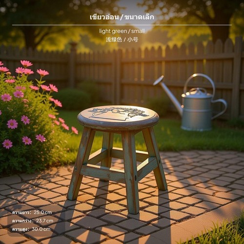 Green stool distressed cedar - green,