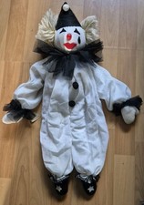 Vintage Fabric & Felt Clown 25" Pierrot