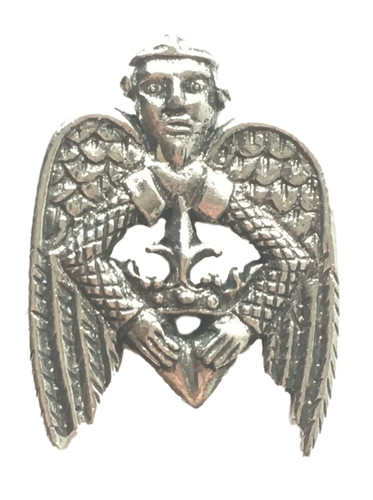 Winged pilgrim holding crown - holding,