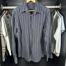 Vintage Versace Jeans Couture Long Sleeve Shirt Brown Blue Medusa Head Large L