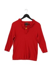 Ralph Lauren Women's T-Shirt M Red 100% Cotton Short Sleeve V-Neck Basic