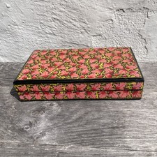 Kashmir Paper Mache Box Floral Pink & Black 4.5" x 3.2" Rectangular Glossy