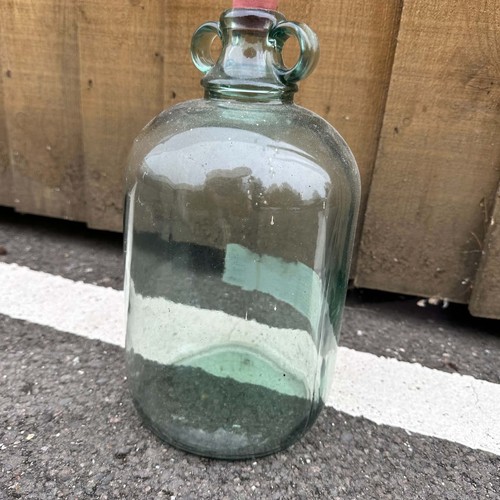Vintage green glass demijohn - green,