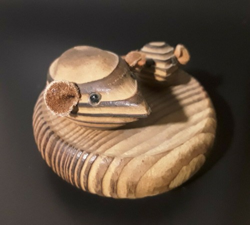 Carved wooden parent - mouse, &