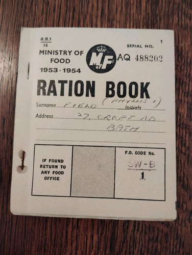 Ration book for - book_for, phyllis
