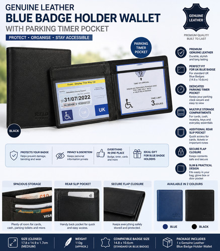 Genuine leather blue - leather, badge