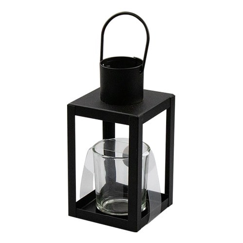 Black lantern with tea light - black,