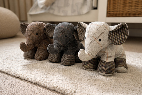 Elephant doorstop heavy tartan - doorstop,