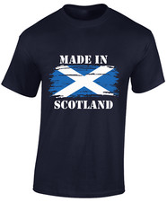 MADE IN SCOTLAND MENS T SHIRT SCOTTISH FLAG FOOTBALL RUGBY FAN PATRIOT TOP