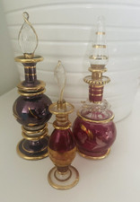 Vintage Egyptian Lampwork Perfume Glass Bottles x 3