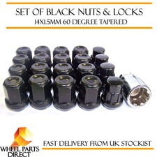 Black Wheel Nuts & Locks (16+4) 14x1.5 Bolts for Jeep Grand Cherokee [Mk4] 11-16