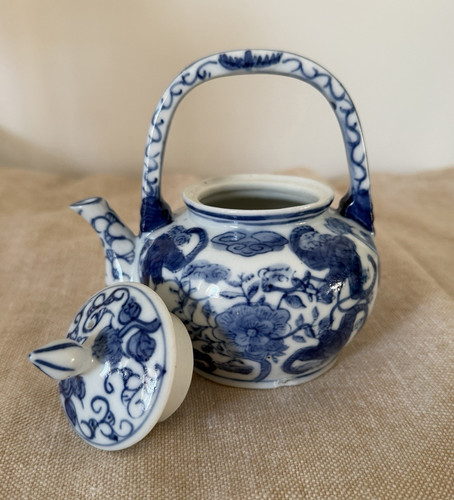 Blue white porcelain floral - &,