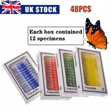 48pcs Plastic Prepared Microscope Slides Sample Animals Insects Plants Flowers