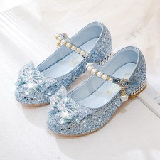 Girls Elsa Princess Shoes Kids Party Sequins Bow Glitter Fancy Dress Sandals UK