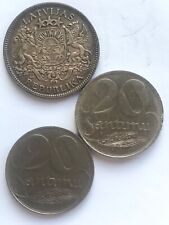 1 lats 1924 2x20 santunu 1922 original 3 Latvian coins
