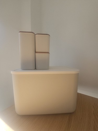 Cream ribbed airtight storage - ribbed,