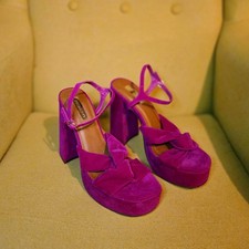 Hot Pink Women's Size 5 Faux Suede Sandals