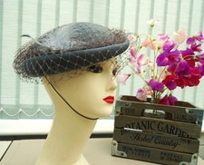 Vintage  Retro 1940`s wartime  Landgirl Homefront style grey hat with veiling