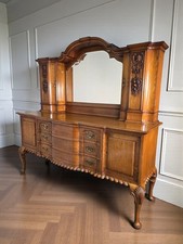 An Antique High Quality Solid Oak Mirrored Dresser Sideboard ~Delivery Available