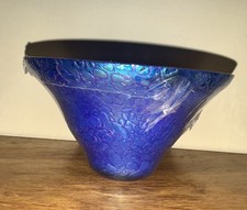 New in Packaging Heron Glass Blue Iridescent Candle Bowl 13.7cm x 5cm x 8cm
