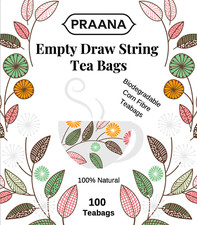 Empty Draw String Tea Bags - Biodegradable Corn Fibre Tea Bags - 100 Tea Bags