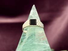 Vintage Hallmarked Solid 9ct Gold Black Onyx Signet Ring Signed Men’s Gift