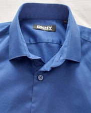 Men's DKNY - Formal - Casual - School Shirt -Plain  Royal Blue - D/Cuff - 15.5''