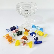 Vintage handmade Murano glass sweets & Crystal Bowl Colourful Display Gift Retro