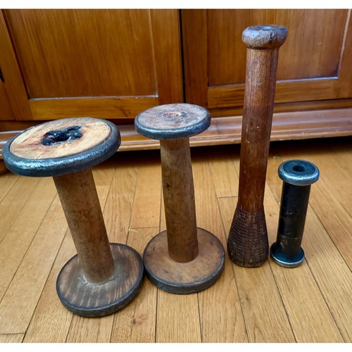 Antique wooden textile bobbins - antique,
