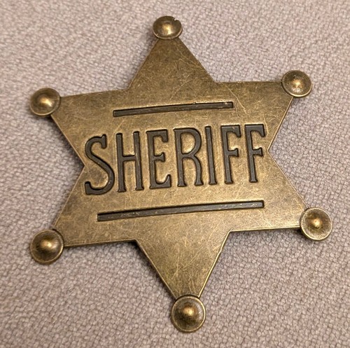 Sheriff pin badge brass gold - badge,