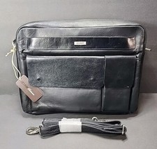 Black leather messenger - black,