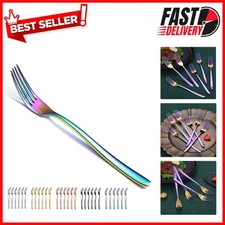 Durable 7.9-Inch Rainbow Titanium Plated Stainless Steel Forks - Set of 6