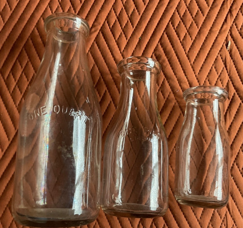 Vintage milk bottles quart - milk,