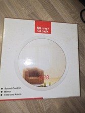 Sound Activated Mirror Wall Clock With Alarm Function And Date.