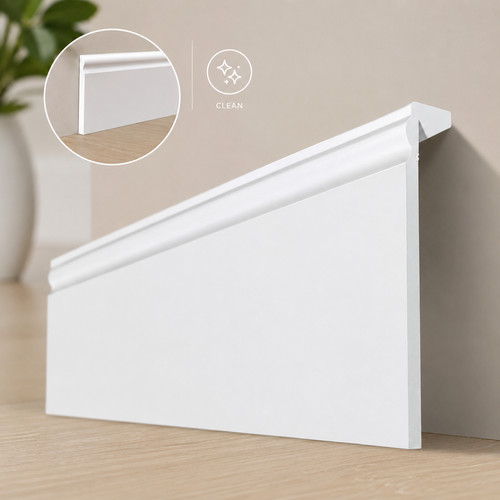 White upvc skirting board - white,