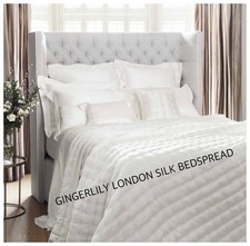 Gingerlily London 100% Silk Windsor Coverlet Bedspread Dimple Design Ivory King