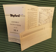 Myford ML 8 Woodworking Lathe Assembly instruction Parts List breakdown