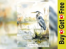 Elegant Heron by Lake 5"x7