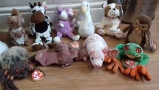 Set of 10 - TY Beanie Babies - Mixed Animal Bundle / Collection / Job-lot