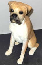 regency Fine Arts Studio tan & White Boxer Dog Sitting figurine 4"