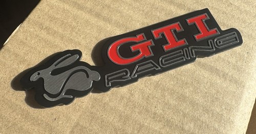 Brushed metal rabbit gti badge - rabbit,