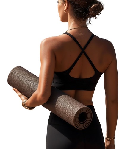 Brown travel yoga mat 2mm - yoga,