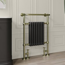 Black and Brass Traditional Column Radiator with Towel Rail 952 x 659mm REGMB952