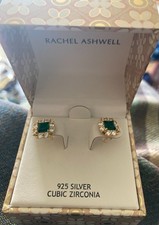 Brand new Rachel Ashwell boxed cubic zirconia and faux emerald earrings